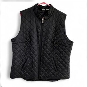 Karen Scott Black Quilted Zip-Front Vest